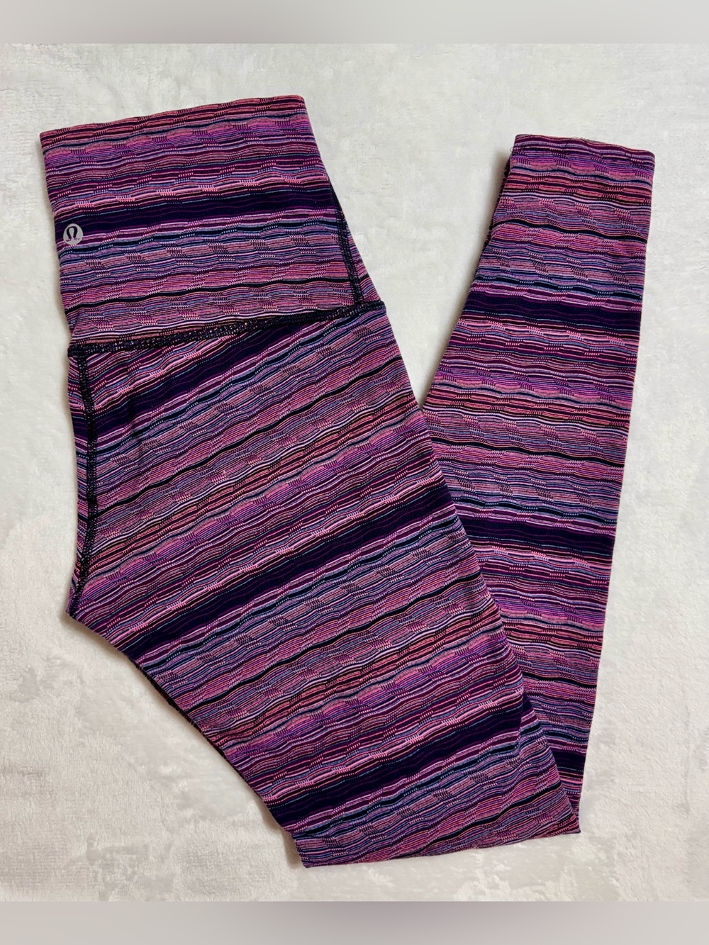 lululemon Women's Purple Pink Black Striped Leggings